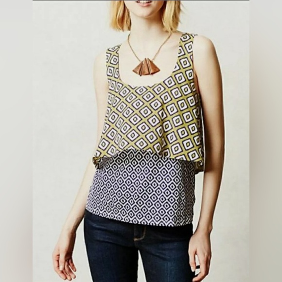 ⭐️Meadow Rue By Anthropologie Throughway Layered Tier Tank Top Shirt Size Medium - Picture 1 of 6